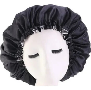 Sprchovací čepice Dámská saténová čepice na spaní N972 černá