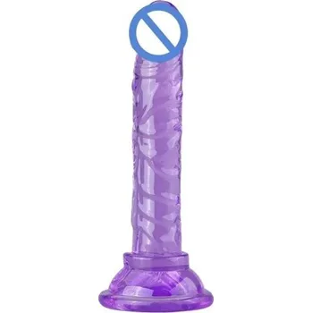 Vibrátor Mini jelly dildo s přísavkou realistická textura vaginální i anální použití diskrétní balení fialová