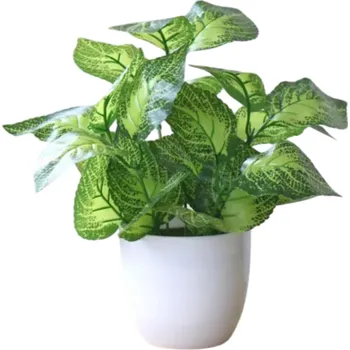 umělá květina Umělá dekorativní rostlina s listy perily 22x20 cm Zelená plastová falešná květina v květináči Domácí a kancelářská interiérová dekorace