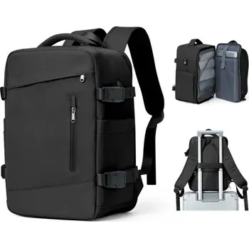 Sportovní batoh Nepromokavý nylonový cestovní batoh 40 x 20 x 25 cm Vodotěsná kapsa Boční kapsa na láhev Dvojitý zip Zavazadlo do letadla Příruční batoh černá