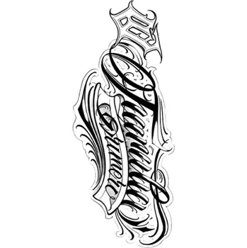 Odstranitelné tetování Dočasné vodotěsné tetování s ručně psaným nápisem 22 x 9,8 cm Falešné tetování Realistický textový motiv Odolná tetovačka na 15 dní