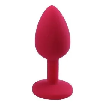Vibrátor Silikonový anální kolík s odnímatelným kamínkem velikost S 2,8x7,5 cm diskrétní balení červená