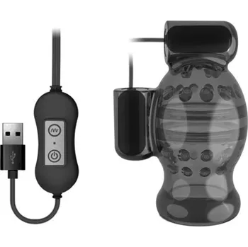 Vibrátor Silikonový vibrační pánský masturbátor s 20 režimy vibrací a USB ovládáním 67x46 mm diskrétní balení