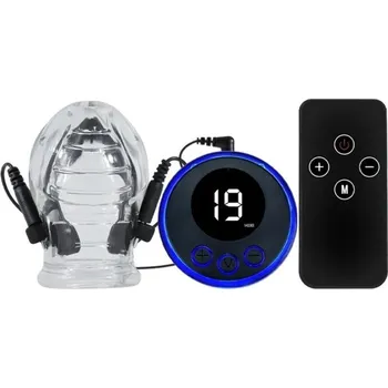 Vibrátor Elektrosex stimulátor žaludu penisu s dálkovým ovládáním a displejem 7,45x5 cm vodivý lubrikant nutný diskrétní balení