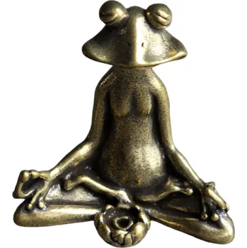 Vintage měděná socha meditující žáby Malá domácí dekorace Stojan na vonné kužely Buddhistická figurka žáby se stojanem na vonné františky 5 x 5 cm