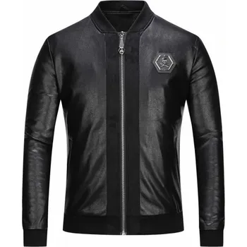 Pánská větrovka Pánská kožená bunda s lebkou M