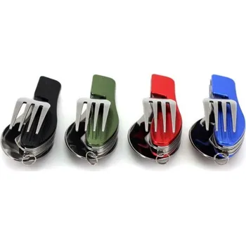 Kempingové nádobí Multifunkční kapesní skládací příbor - 4v1 červená