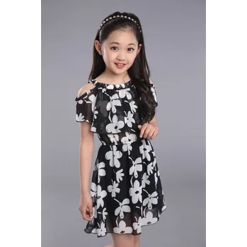 Dívčí šaty Moderní dívčí šaty s květinovým vzorem J1389 černá 10