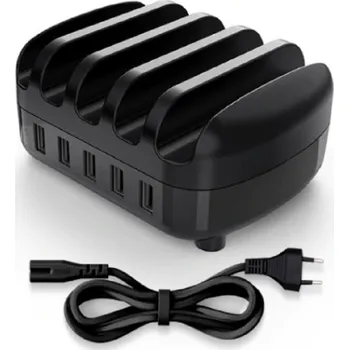 Nabíječka se stojánkem 5 portů černá