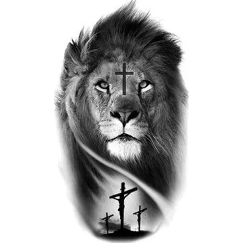 Tetování Dočasné vodotěsné tetování 11,5 x 21 cm Lev a kříže