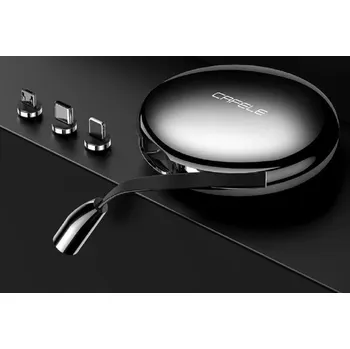 Datový kabel Navíjecí datový magnetický USB kabel 3v1 černá