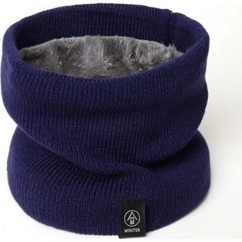 Šála Zimní nákrčník s kožíškem A1 tmavě modrá