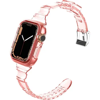 Transparentní silikonový řemínek pro Apple Watch 42 / 44 / 44 mm T890 růžová