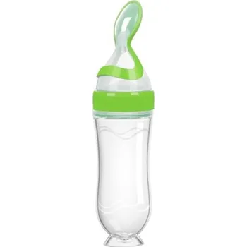 dětská jídelní sada Láhev s lžičkou na krmení 21 x 6 cm zelená
