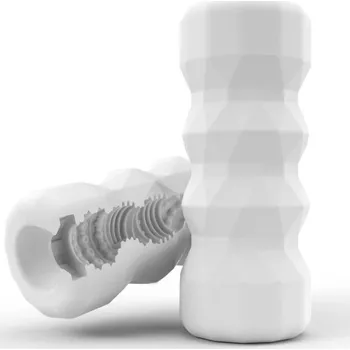 Vibrátor Pánský masturbátor s ergonomickým tvarem a realistickým vnitřkem, voděodolný 14x5,5 cm, diskrétní balení bílá