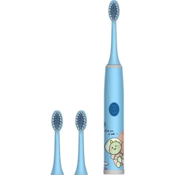Zubní kartáček Dětský elektrický zubní kartáček s vesmírným designem Měkký elektrický zubní kartáček se zvířátky pro děti se 3 náhradními hlavicemi Voděodolný kartáček na AA baterii s astronauty IPX7 modrá