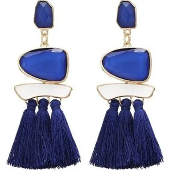 Náušnice Náušnice s kameny a třásněmi J2925 modrá