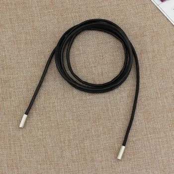 Opasek Kulatý kožený pásek na šaty z PU kůže 150 x 0,5 cm Elegantní dámský opasek na zavázání Pasový módní doplněk k šatům Sukním Tunice černá