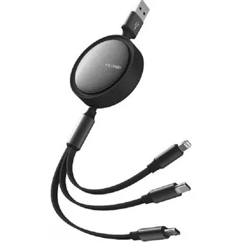 Datový kabel Navíjecí USB kabel 3v1 K671 černá