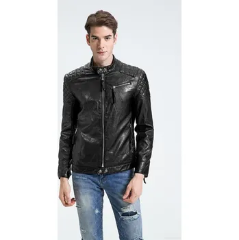 Pánská větrovka Pánská kožená bunda s lebkou - Černá L