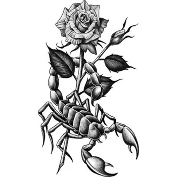 Odstranitelné tetování Dočasné vodotěsné tetování 11,5 x 21 cm Škorpion s růží Moderní realistický motiv Výdrž až 15 dní Snadná aplikace Tetování na tělo