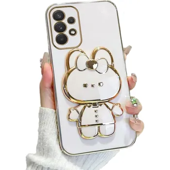 Pouzdro na mobilní telefon Ochranný kryt se zrcadlem a stojánkem na Samsung A73 5G bílá