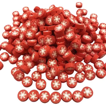 Vánoční dekorace Vánoční korálky s vločkou 30 ks červená
