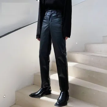 Pánské kalhoty Pánské kožené kalhoty F1686 S