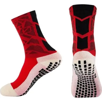 Pánské ponožky Fotbalové ponožky unisex EUR 38-45 protiskluzové sportovní ponožky na běhání elastické ponožky do půlky lýtek červená