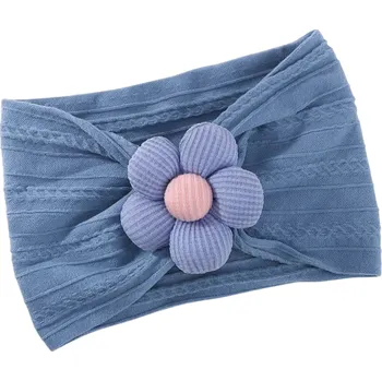 Čepice Elastická čelenka pro novorozené s květinou Roztomilý doplněk do vlasů Pro miminka Jemná a pohodlná Novorozenecká čelenka pro dívky modrá