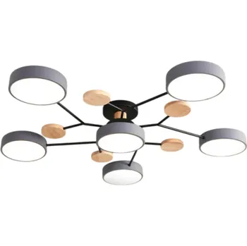 Stropní LED svítidlo s 6 čipovými žárovkami Teplé bílé světlo 48W Moderní lustr Osvětlení 4320 lm Interiérové svítidlo 14x89 cm Pokrytí 15-20 m² šedá