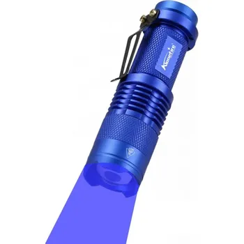 Svítilna Svítilna s modrým světlem 92 x 26 mm Kompaktní LED svítilna AA nebo 14500 baterie Přenosná svítilna pro outdoor a noční použití