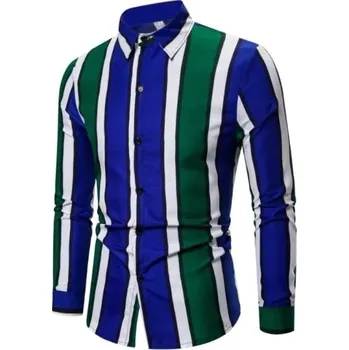 Pánská košile Pánská pruhovaná košile F748 tmavě modrá S