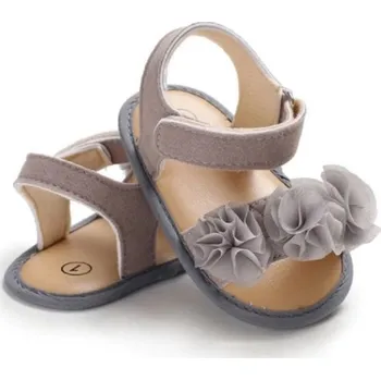 Dívčí sandály Dívčí sandály s kvítky A332 šedá 0-6 měsíců
