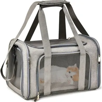 přepravka pro zvíře Voděodolná skládací přepravka pro kočky a malé psy Prodyšný vyztužený nosič na zip pro domácí mazlíčky Látkový síťovaný přepravník pro štěňata a kočky Cestovní taška pro přepravu koček a psů 50 x 34 x 34 cm