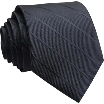 Kravata Černá proužkovaná kravata 146 x 8 cm Stylový doplněk ke košili a obleku Elegantní pánská kravata na svatby, plesy, pracovní schůzky a běžné nošení