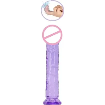 Realistické dildo 16x3 cm s výrazným žilkováním a přísavkou + návlek na prst s výstupky pro vaginální i anální potěšení diskrétní balení fialová