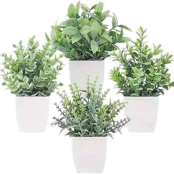 umělá květina Sada 4 umělých květin v květináči Různé falešné květiny 18,24×11,94 cm Domácí dekorace Umělé rostliny Realistické květy 7×6,5 cm květináč