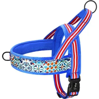 Obojek pro psa Měkký polstrovaný výcvikový postroj Nastavitelný reflexní postroj s držadlem Pestrobarevný bezpečnostní postroj pro malé a velké psy modrá XS