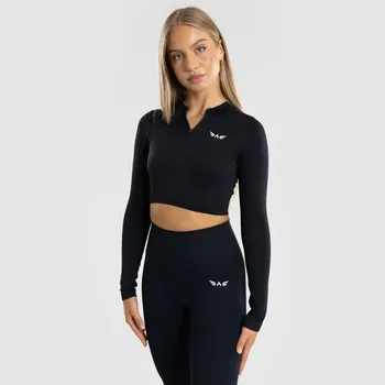 Exalted Impact Bezešvý Zipper Top S Dlouhým Rukávem - černá, M