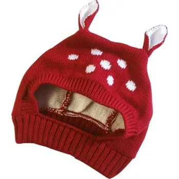 Čepice Zimní dětská čepice s ušima červená