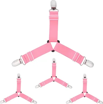 Prostěradlo Napínací úchyt na prostěradlo rohový 4 ks růžová