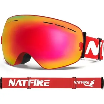 Lyžařské brýle se zrcadlovým efektem Brýle na lyžování a snowboard s ochranou UV400 Lyžařské brýle na helmu proti mlžení 17,8 x 9,8 cm červená