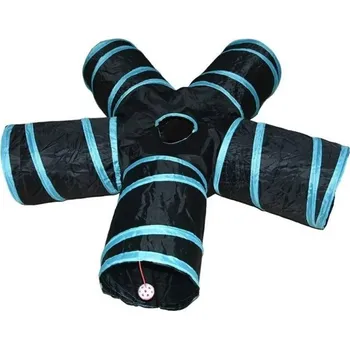 Hračka pro kočku Skládací tunel pro kočky 35 x 25 cm Pět propojených tunelů s otvorem uprostřed a hrací kuličkou Prolézačka pro kočky