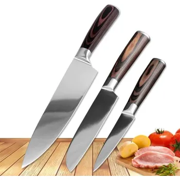 Kuchyňský nůž Kvalitní nože s dřevěnou rukojetí - 3 ks