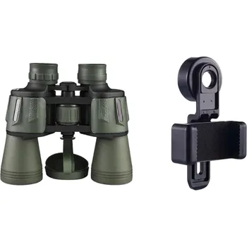 Dalekohled Profesionální dalekohled s dlouhým dosahem s držákem na mobilní telefon Výkonný dalekohled s nočním viděním HD BAK4 sklo 20x50 mm zelená