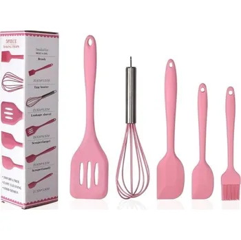 Sada kuchyňského náčiní Sada kuchyňského náčiní ze silikonu - 5 ks růžová