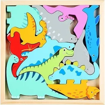 Dřevěná hračka Dětské dřevěné vkládací puzzle dinosauři
