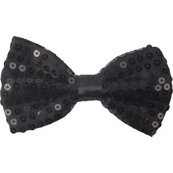 Motýlek s flitry Elegantní pánský doplněk Stylový lesklý motýlek Nastavitelná délka Univerzální velikost Ideální na formální i slavnostní akce černá