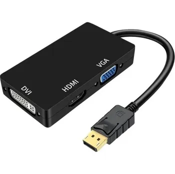 Redukce 3v1 Redukce DisplayPort samec na HDMI VGA DVI samice Adaptér Převodník Video výstup 1080p Pro monitor, projektor a grafickou kartu černá
